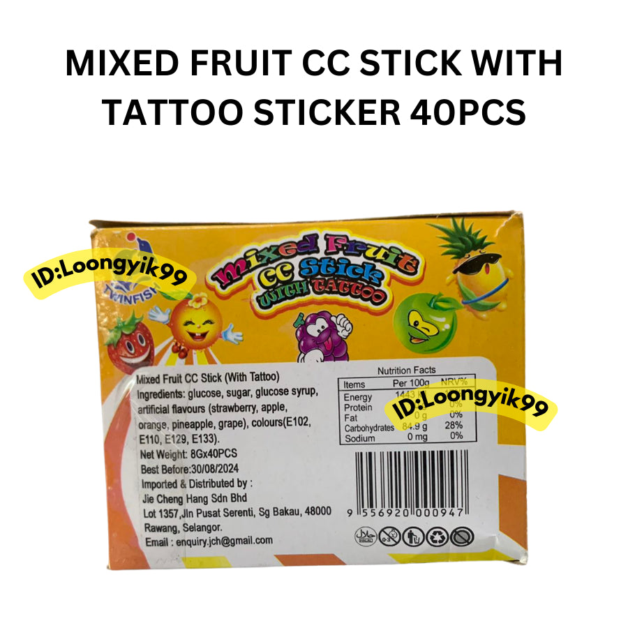 MIX CC STICK CANDY MIXED FRUIT FLAVOUR 6G X 30PCS