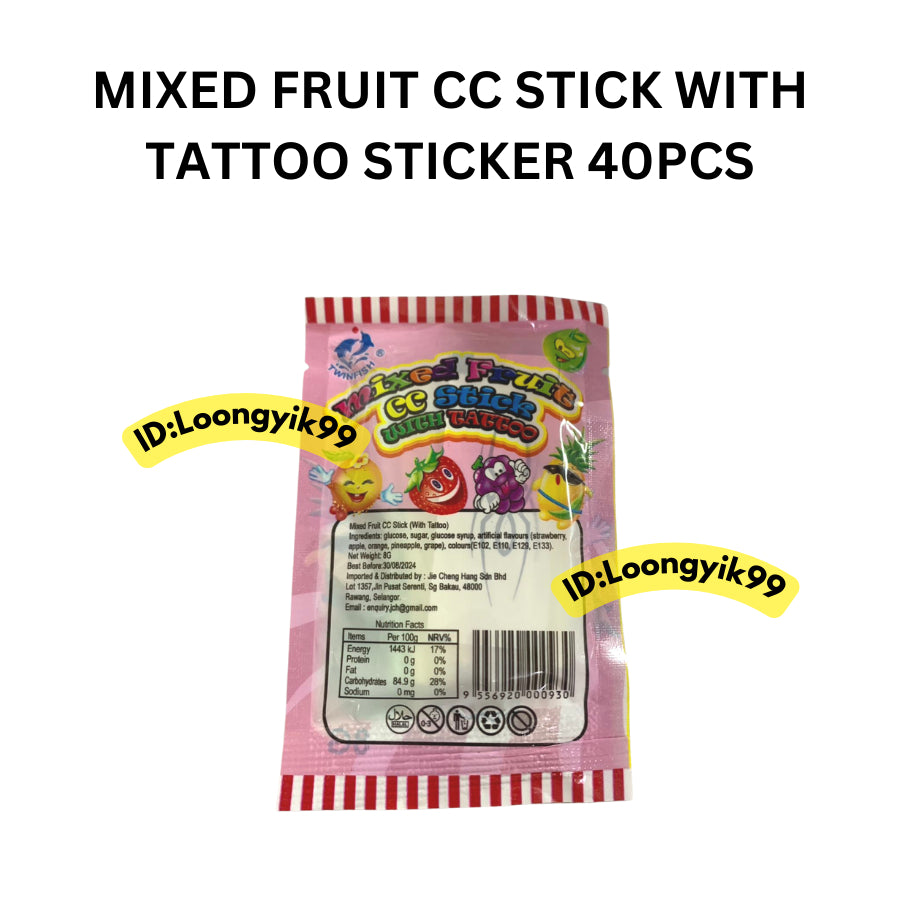 MIX CC STICK CANDY MIXED FRUIT FLAVOUR 6G X 30PCS