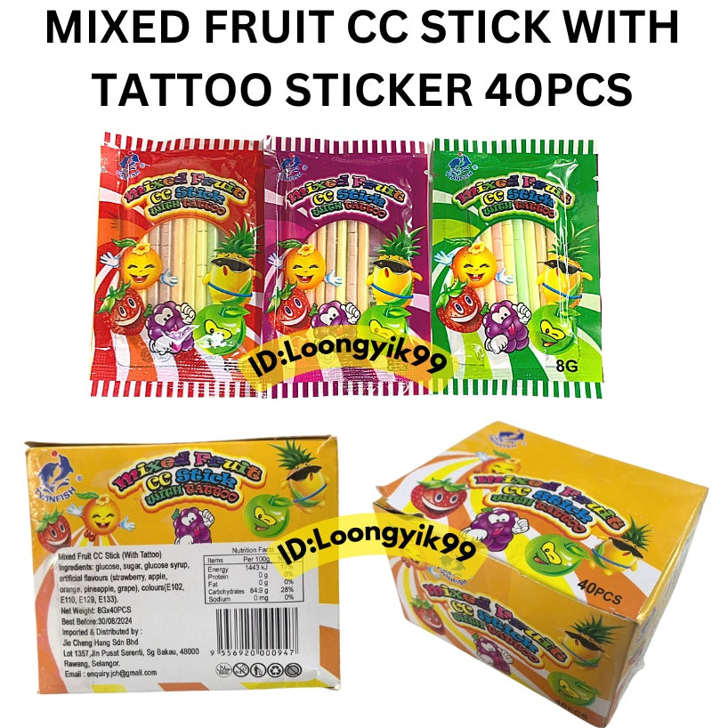 MIX CC STICK CANDY MIXED FRUIT FLAVOUR 6G X 30PCS