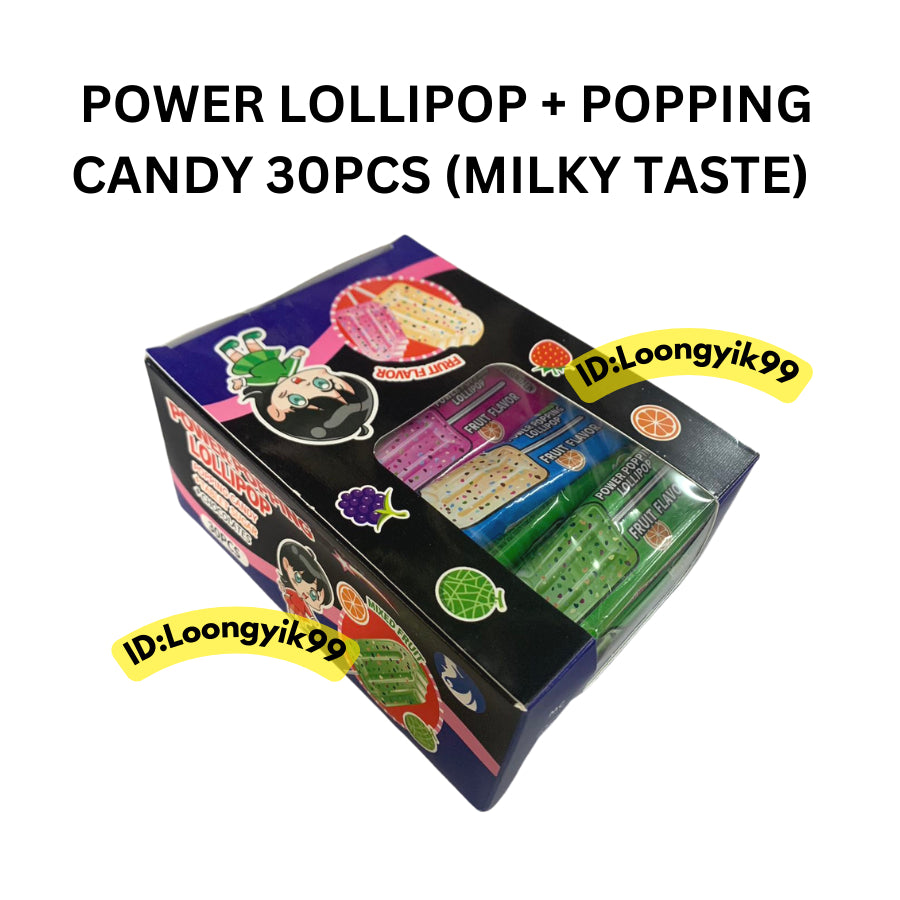 POWER LOLLIPOP + POPPING CANDY 30PCS (MILKY TASTE)