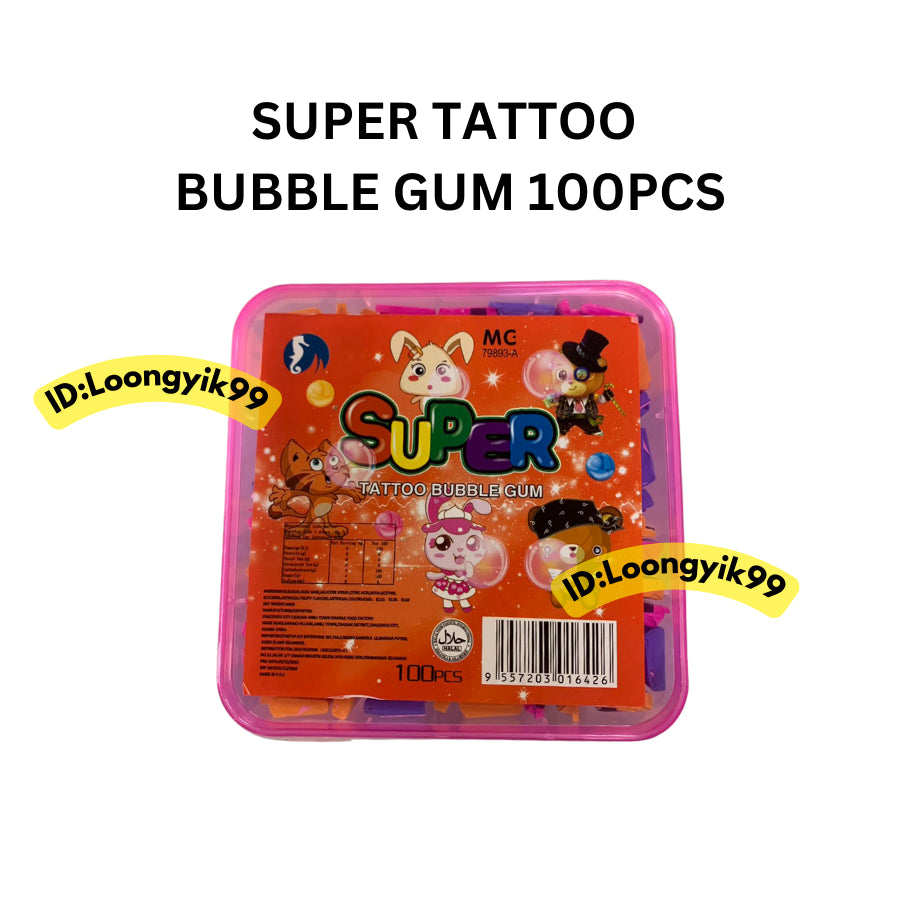 SUPER TATTOO BUBBLE GUM 100PCS