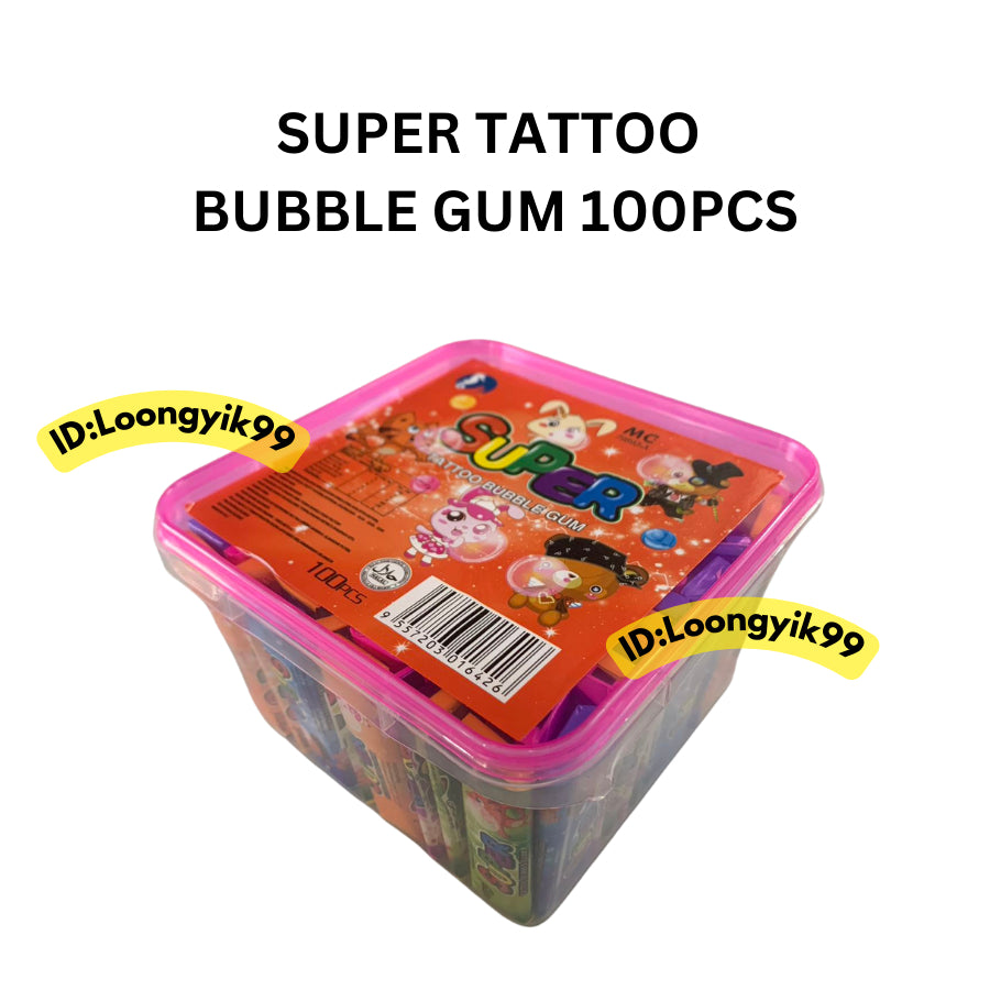 SUPER TATTOO BUBBLE GUM 100PCS