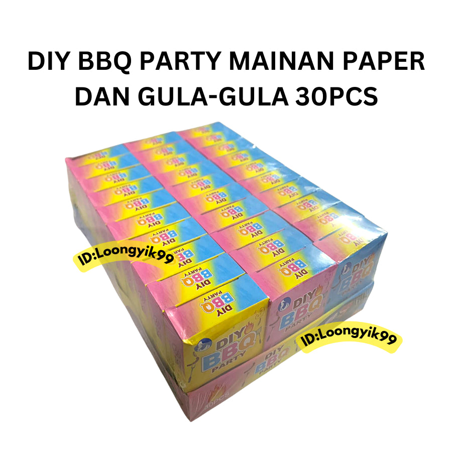 DIY BBQ PARTY MAINAN PAPER DAN GULA-GULA 30PCS