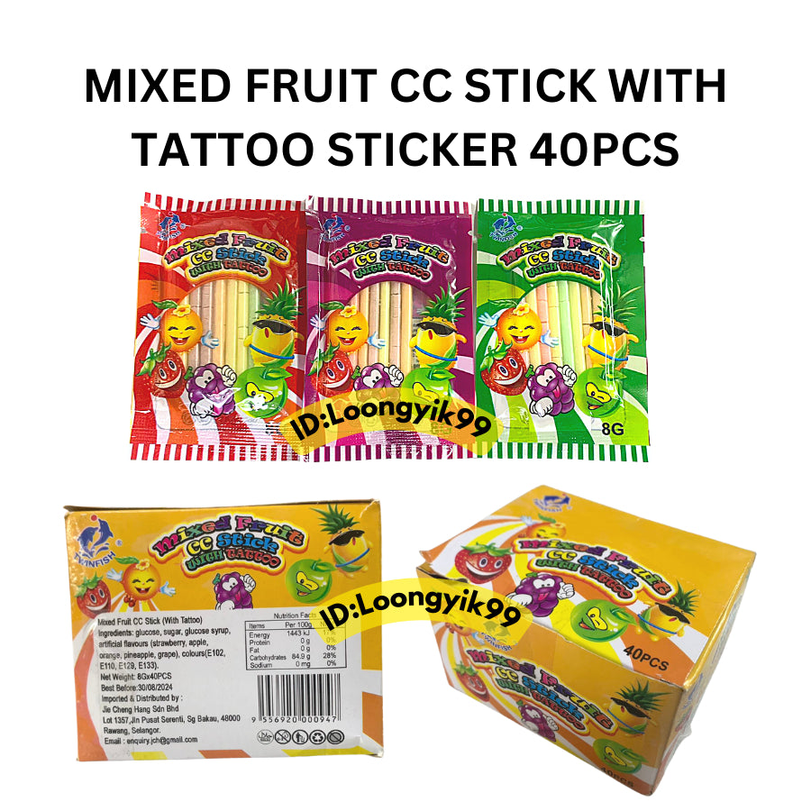 MIX CC STICK CANDY MIXED FRUIT FLAVOUR 6G X 30PCS