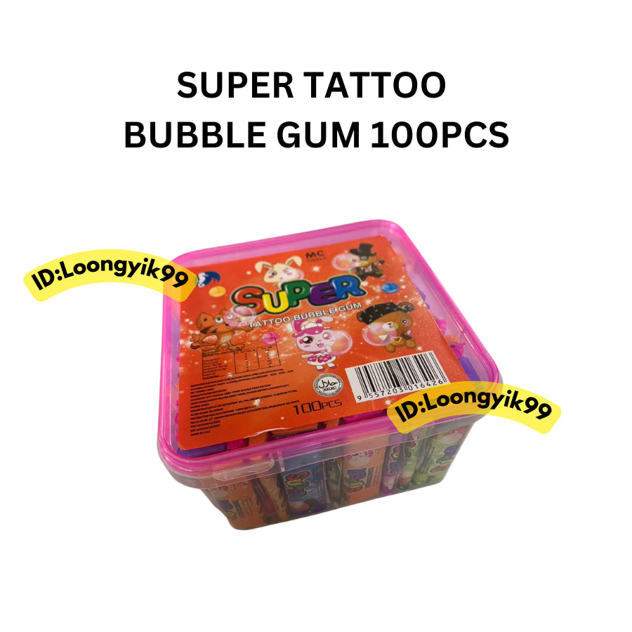 SUPER TATTOO BUBBLE GUM 100PCS