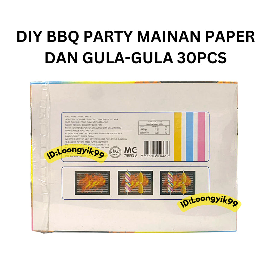 DIY BBQ PARTY MAINAN PAPER DAN GULA-GULA 30PCS