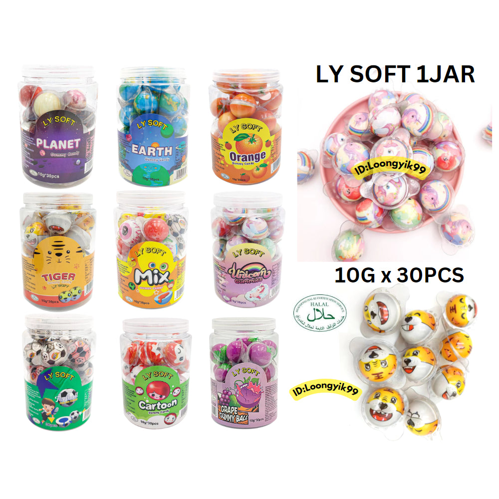 LY SOFT FOOTBALL SOCCER *HALAL* 10G X 30PCS (1BALANG) Soft Gummy Candy Viral