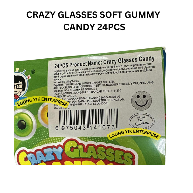 CRAZY GLASSES SOFT GUMMY CANDY 24PCS HALAL DOUBLE GUMMY