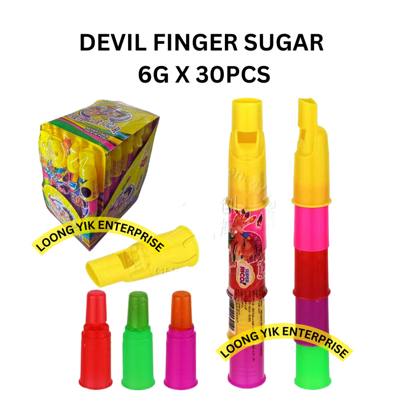 DEVIL FINGER SUGAR 6G X 30PCS HALAL WHISTLE SOUND MUSIC