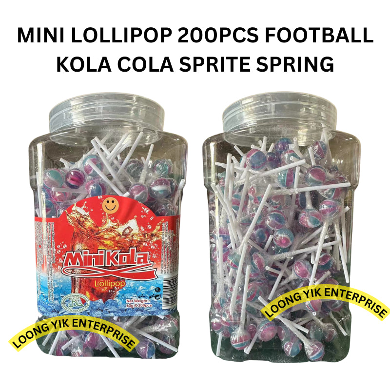 *Ready Stock* Hepin 200Pcs Lollipop Mini Lollipop Mixed Fruit Flavor (±3g x 200Pcs) FOOTBALL KOLA CO