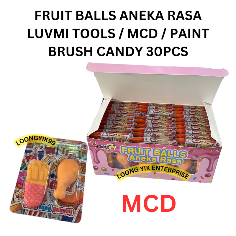 FRUIT BALLS ANEKA RASA LUVMI TOOLS / MCD / PAINT BRUSH CANDY 30PCS