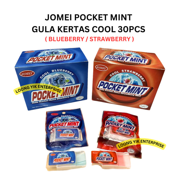 JOMEI POCKET MINT GULA KERTAS COOL 30PCS ( STRAWBERRY / BLUEBERRY ) HALAL FRESH PAPER MINT