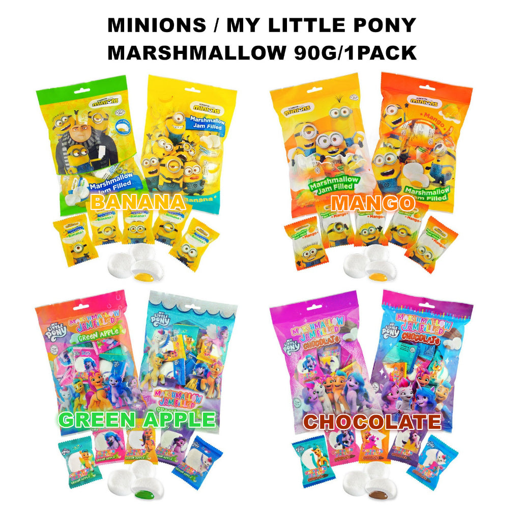 YLF MINION & MY LITTLE PONY MARSHMALLOW FILLING JAM 90G MANGO / BANANA / CHOCOLATE / GREEN APPLE loongyik99