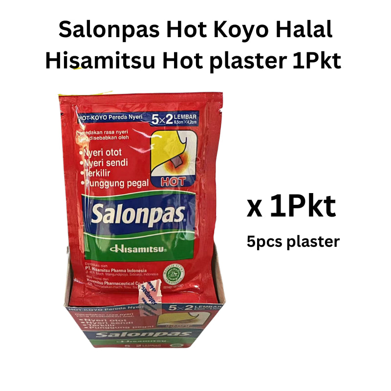 Salonpas Hot Koyo Hisamitsu Hot plaster 1Paket = 5Pcs Halal