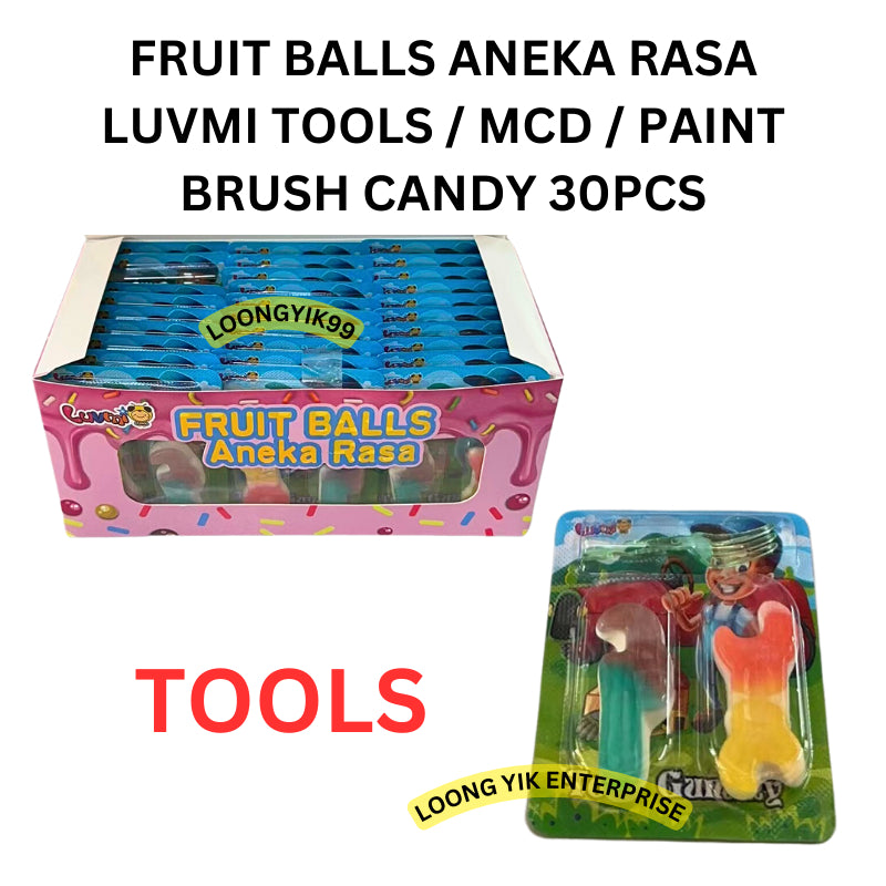 FRUIT BALLS ANEKA RASA LUVMI TOOLS / MCD / PAINT BRUSH CANDY 30PCS