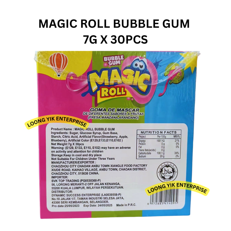 MAGIC ROLL BUBBLE GUM 7G X 30PCS HALAL