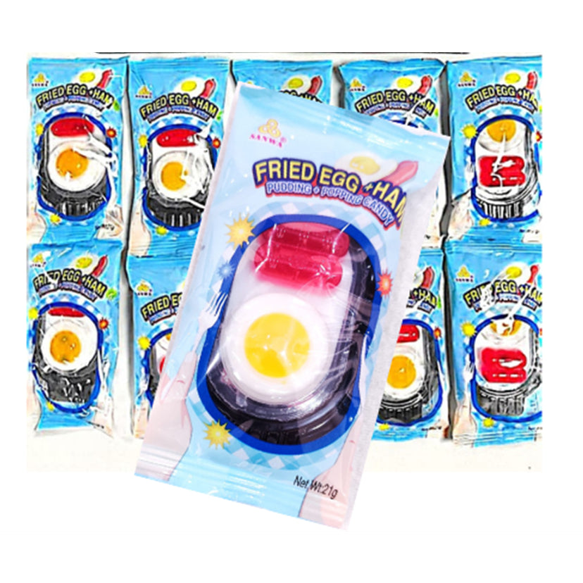 FRIED EGG PUDDING + HAM GUMMY POPPING CANDY 21G X 40PCS HALAL