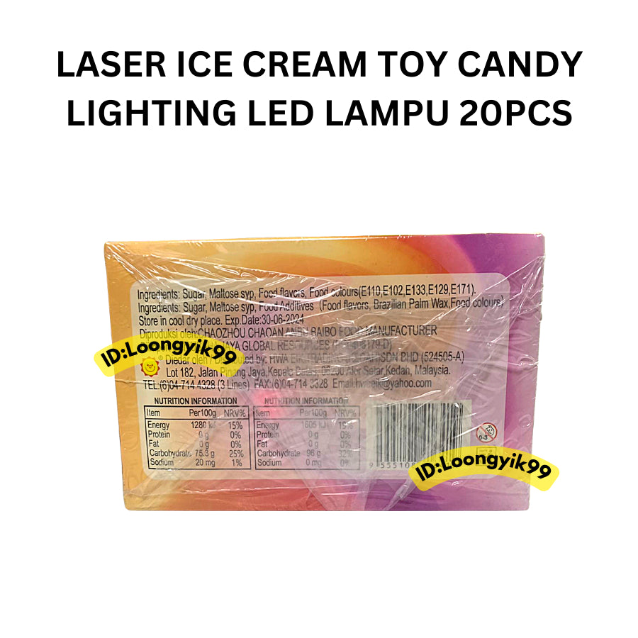 LASER ICE CREAM TOY CANDY LIGHTING LED LAMPU 20PCS HALAL LOONGYIK99