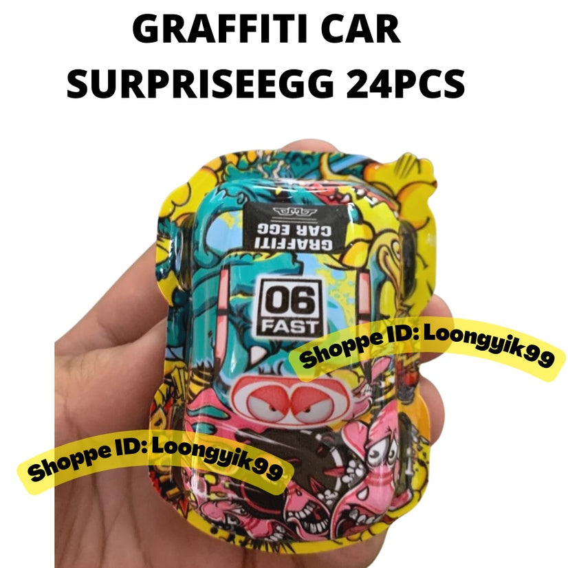 DINOSAURS EGG / GRAFFITI CAR WITH SURPRISE TOYS 24PCS CHOCOLATE AND TOYS INSIDE