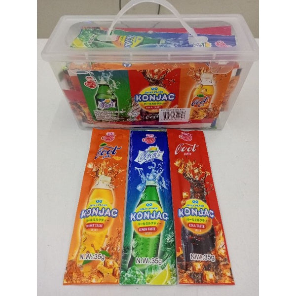 🔥HALAL🔥KONJAC JELLY FRUITY cola sprite fanta FLAVOR 🔥NEW🔥 QEQE JELLY BOI 30PCS (FREE STORAGE BOX)