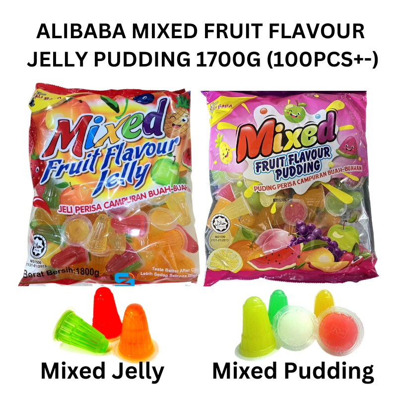 ALIBABA MIXED FRUIT FLAVOUR JELLY PUDDING 1700G (100PCS+-)