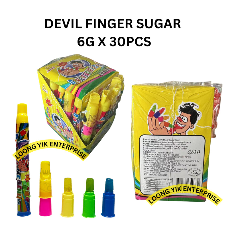 DEVIL FINGER SUGAR 6G X 30PCS HALAL WHISTLE SOUND MUSIC