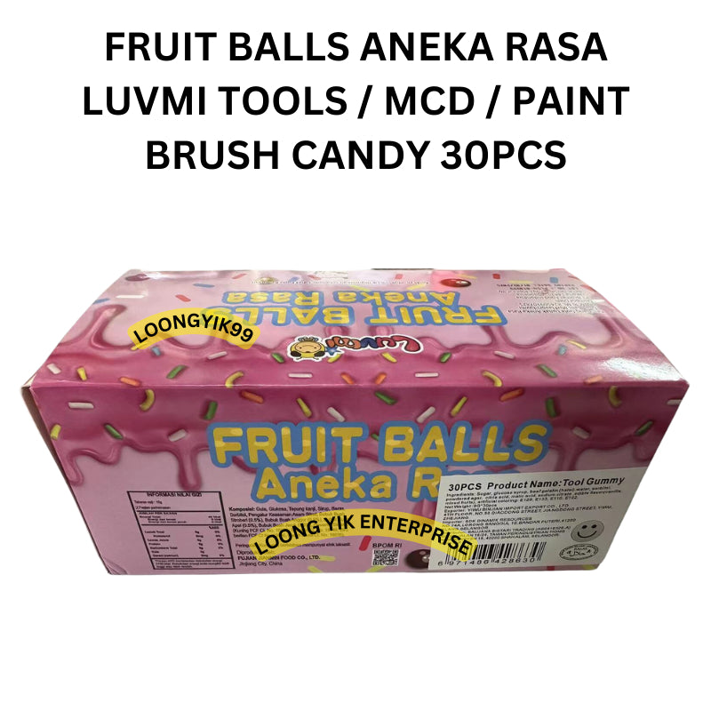 FRUIT BALLS ANEKA RASA LUVMI TOOLS / MCD / PAINT BRUSH CANDY 30PCS