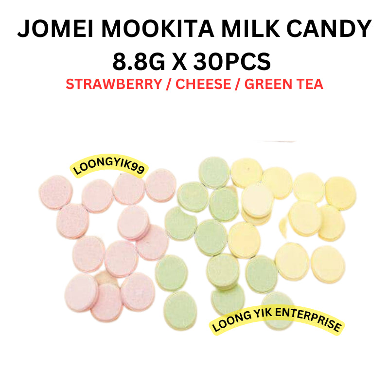 JOMEI MOOKITA MILK CANDY 8.8G X 30PCS STRAWBERRY / CHEESE / GREEN TEA HALAL