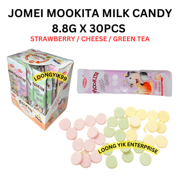 JOMEI MOOKITA MILK CANDY 8.8G X 30PCS STRAWBERRY / CHEESE / GREEN TEA HALAL