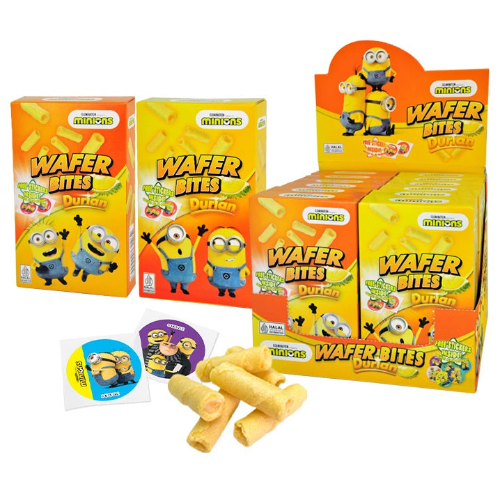 YLF WAFER BITES / MINI WAFER 32G - 35G X 12PCS (JUSTICE LEAGUE, MINIONS DURIAN, MINIONS CHOCOLATE)