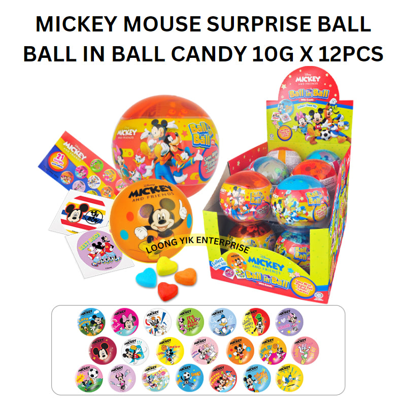 YLF BALL IN BALL CANDY 10G X 12PCS SURPRISE EGG DISNEY DC ( JUSTICE LEAGUE / MARVEL / MICKEY MOUSE / PRINCESS ) HALAL