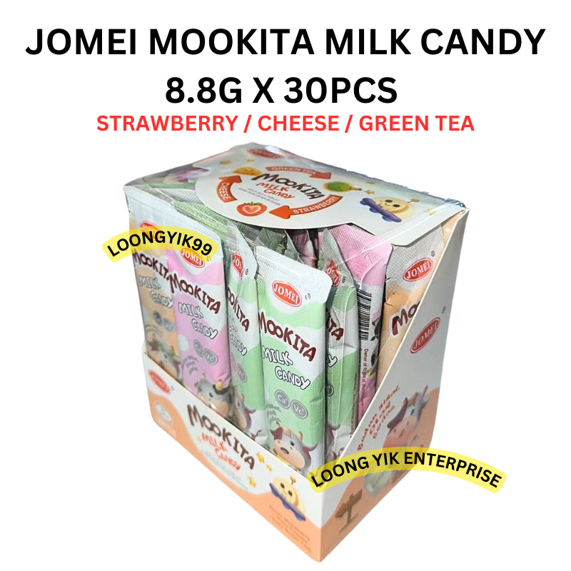 JOMEI MOOKITA MILK CANDY 8.8G X 30PCS STRAWBERRY / CHEESE / GREEN TEA HALAL