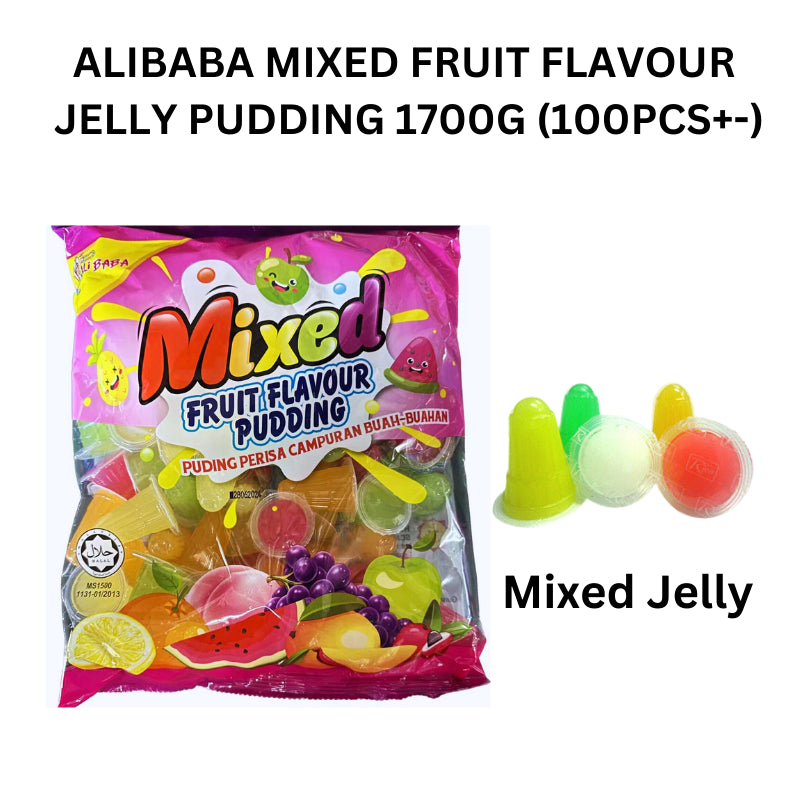 ALIBABA MIXED FRUIT FLAVOUR JELLY PUDDING 1700G (100PCS+-)