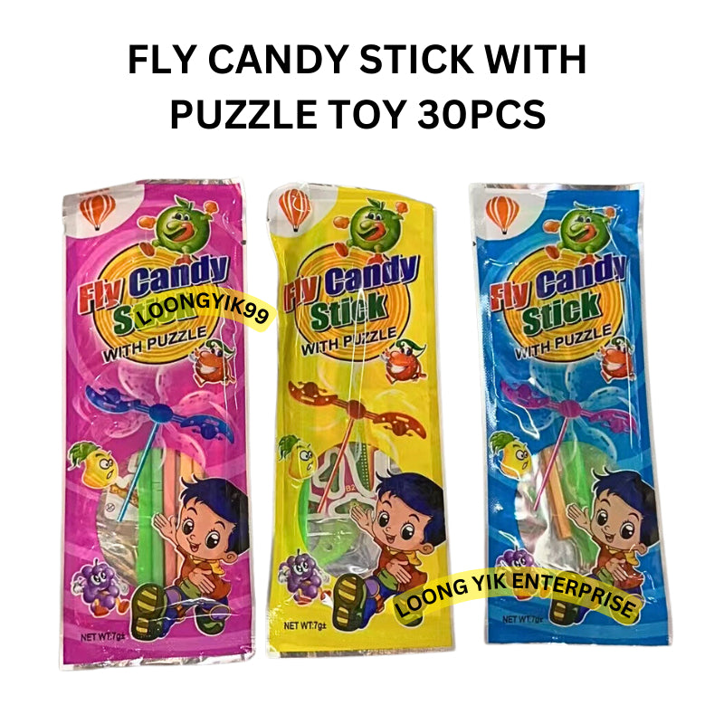 FLY CANDY STICK WITH PUZZLE 30PCS