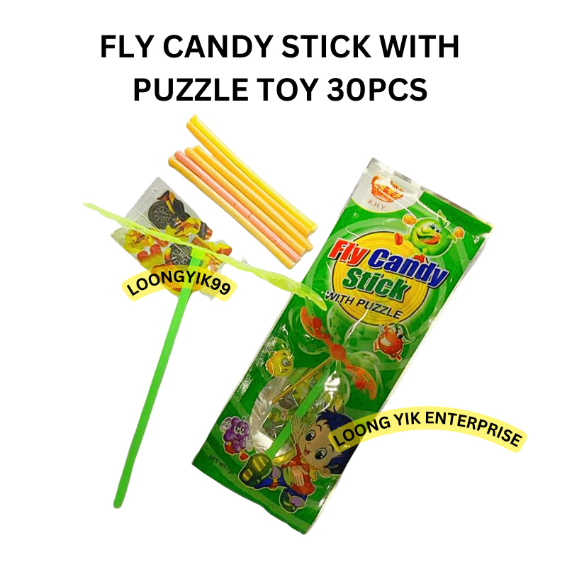 FLY CANDY STICK WITH PUZZLE 30PCS