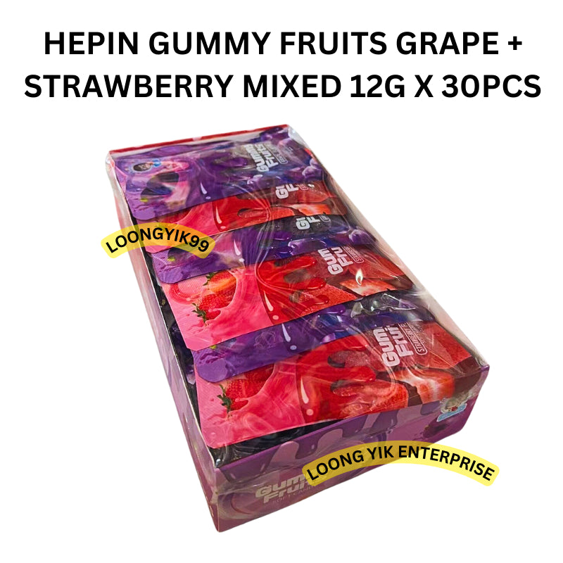 HEPIN GUMMY FRUITS GRAPE + STRAWBERRY MIXED 12G X 30PCS