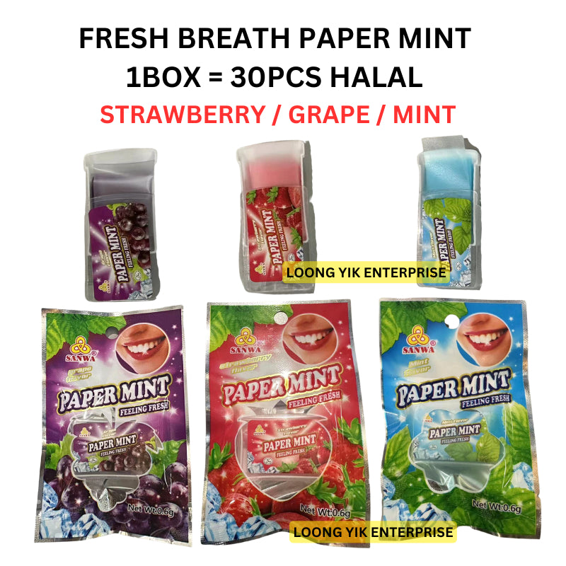 2x 🔥Halal🔥Fresh Papermint Mint Strawberry / Mint Classic flavour Childhood Malaysia 20 breath strips