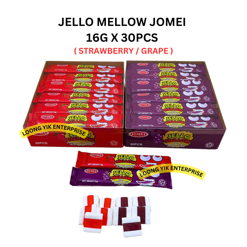 JELLO MELLOW JOMEI 16G X 30PCS ( STRAWBERRY / GRAPE ) HALAL