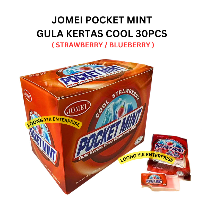 JOMEI POCKET MINT GULA KERTAS COOL 30PCS ( STRAWBERRY / BLUEBERRY ) HALAL FRESH PAPER MINT