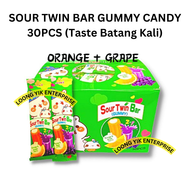 SOUR TWIN BAR GUMMY CANDY 30PCS Fruity Flavour