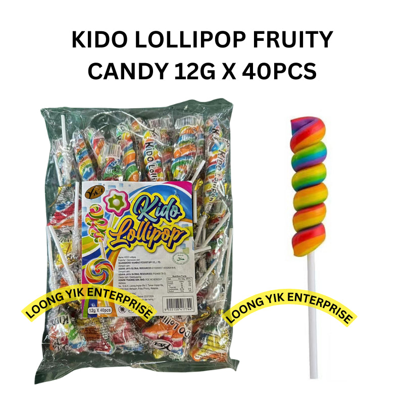 KIDO LOLLIPOP FRUITY CANDY 12G X 40PCS HALAL TWIST & BUTTERFLY