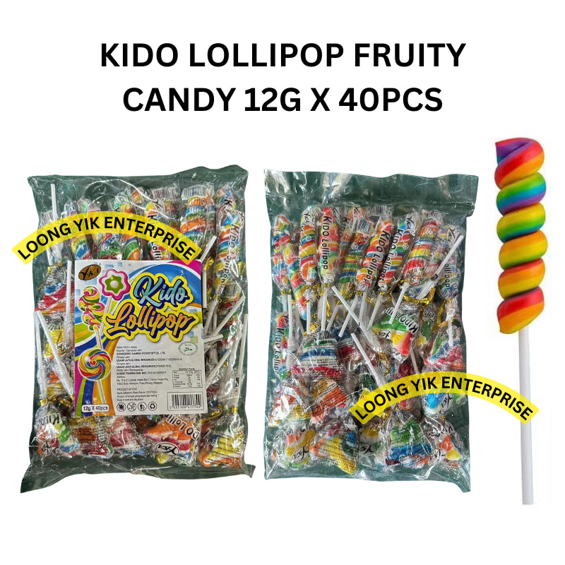 KIDO LOLLIPOP FRUITY CANDY 12G X 40PCS HALAL TWIST & BUTTERFLY