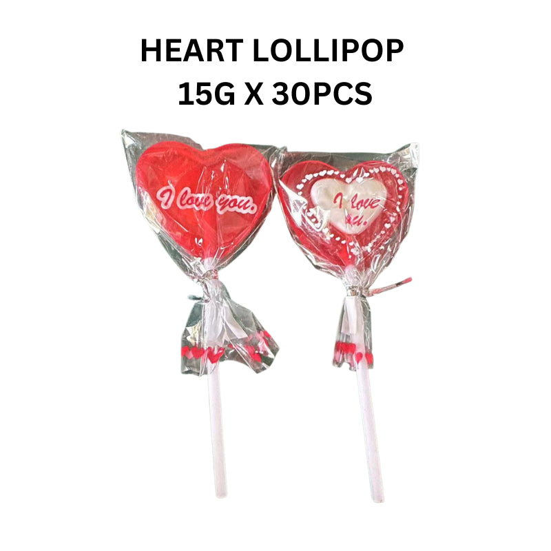 HEART LOLLIPOP 15G X 30PCS LOVE SHAPE HALAL