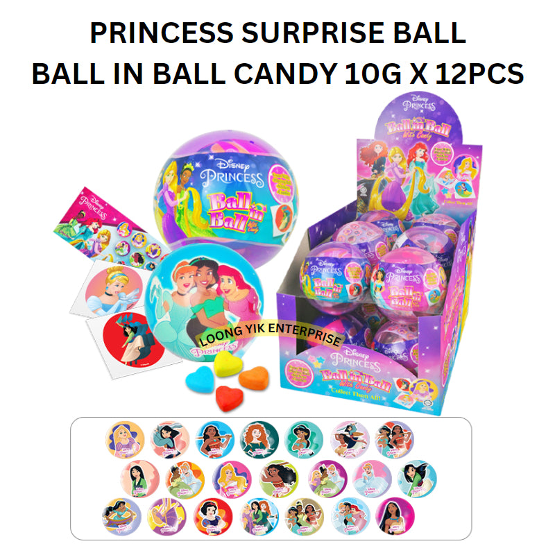 YLF BALL IN BALL CANDY 10G X 12PCS SURPRISE EGG DISNEY DC ( JUSTICE LEAGUE / MARVEL / MICKEY MOUSE / PRINCESS ) HALAL