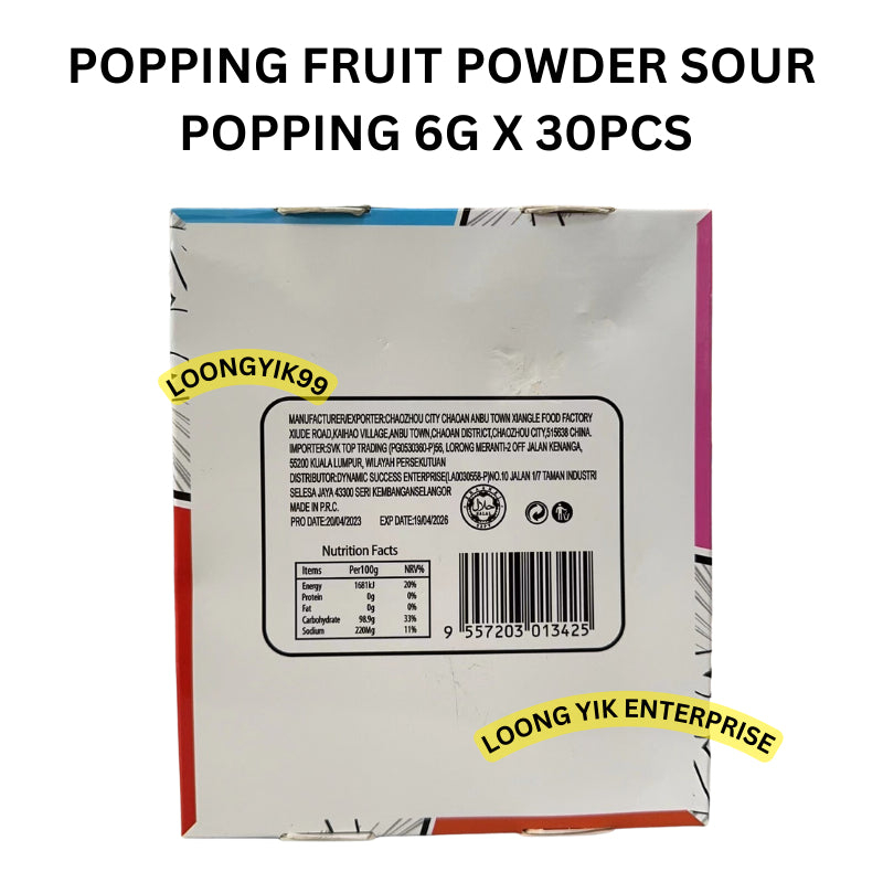 POPPING FRUIT POWDER SOUR POPPING 6G X 30PCS HALAL