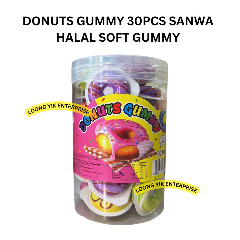 DONUTS GUMMY 30PCS SANWA HALAL SOFT GUMMY CANDY