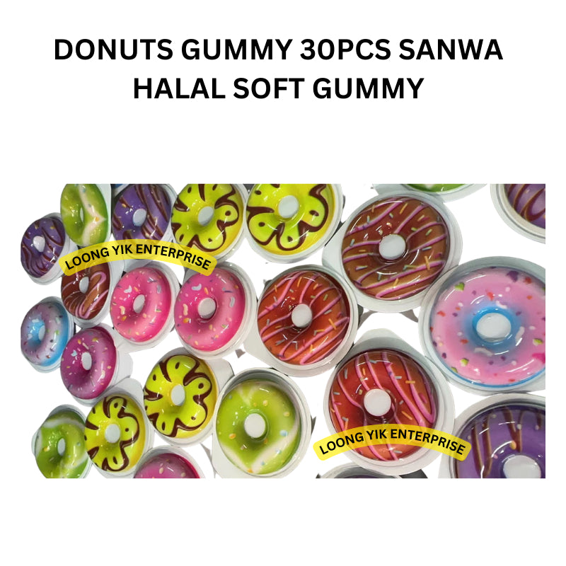 DONUTS GUMMY 30PCS SANWA HALAL SOFT GUMMY CANDY