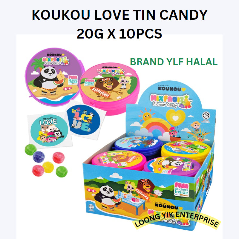 YLF TIN CANDY 20G X 12PCS ( GREAT MONSTER / JUSTICE LEAGUE / KOUKOU LOVE / PONY / TSUM TSUM / TRANSFORMER / ULTRAMAN )