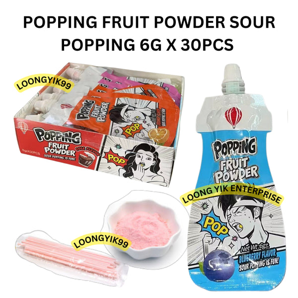 POPPING FRUIT POWDER SOUR POPPING 6G X 30PCS HALAL