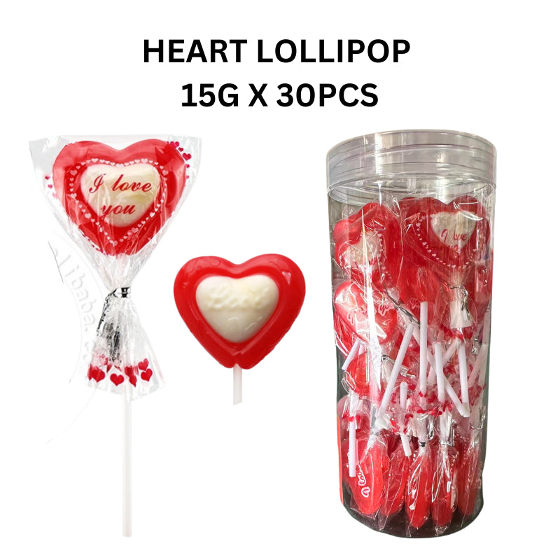 HEART LOLLIPOP 15G X 30PCS LOVE SHAPE HALAL